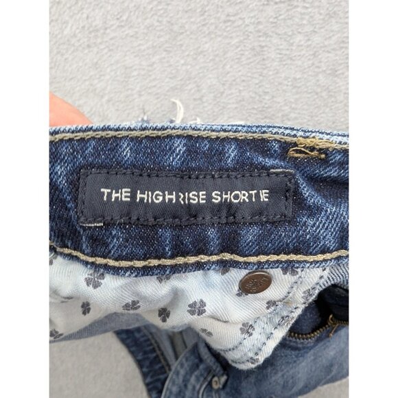 Lucky Brand Shorts Womens 12 Blue High Rise Shortie Cutoff Distressed Denim - Picture 14 of 16